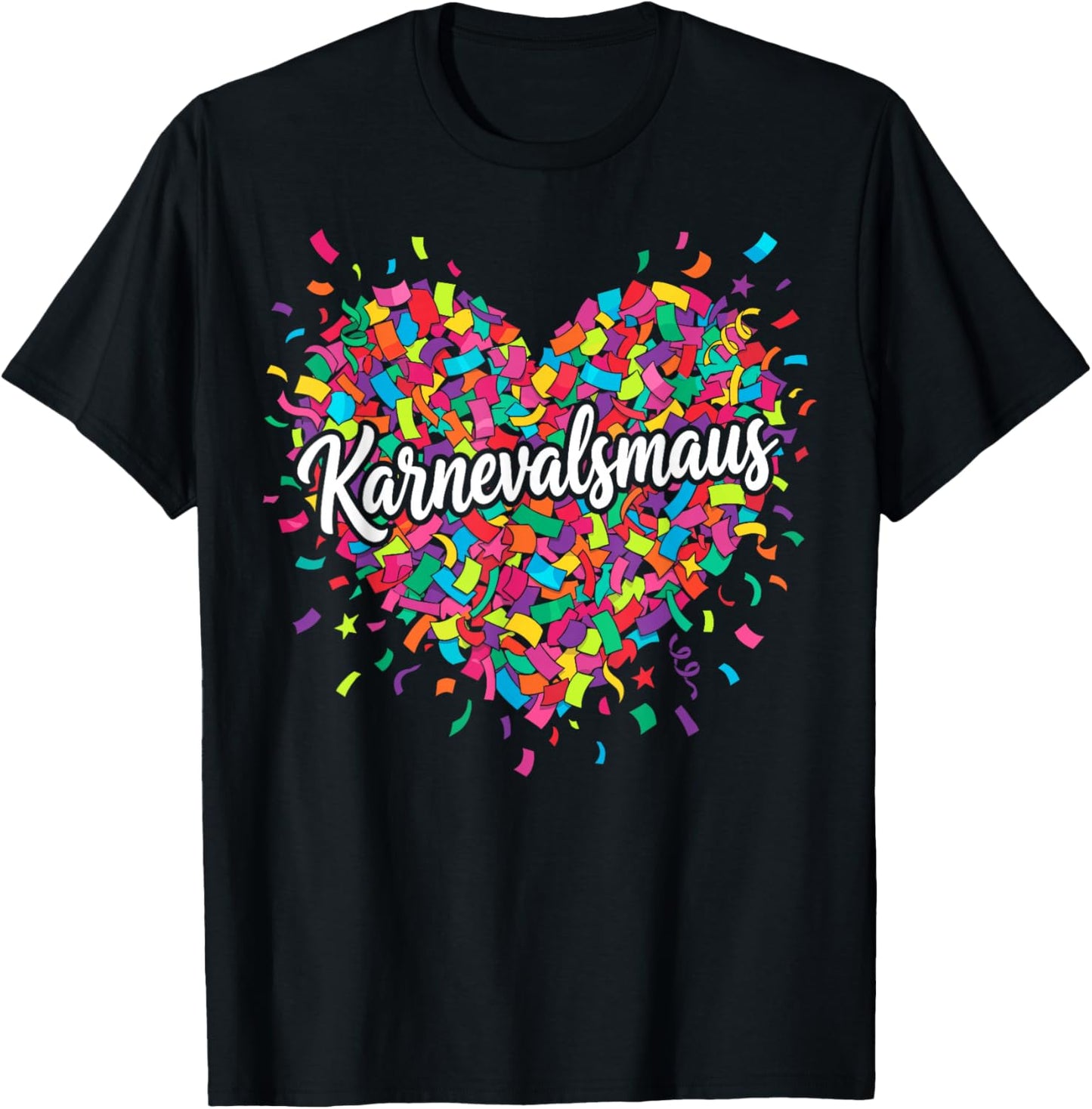 Confetti in Heart Carnival Mouse Red White Alaaf T-Shirt - T-Shirt | Black