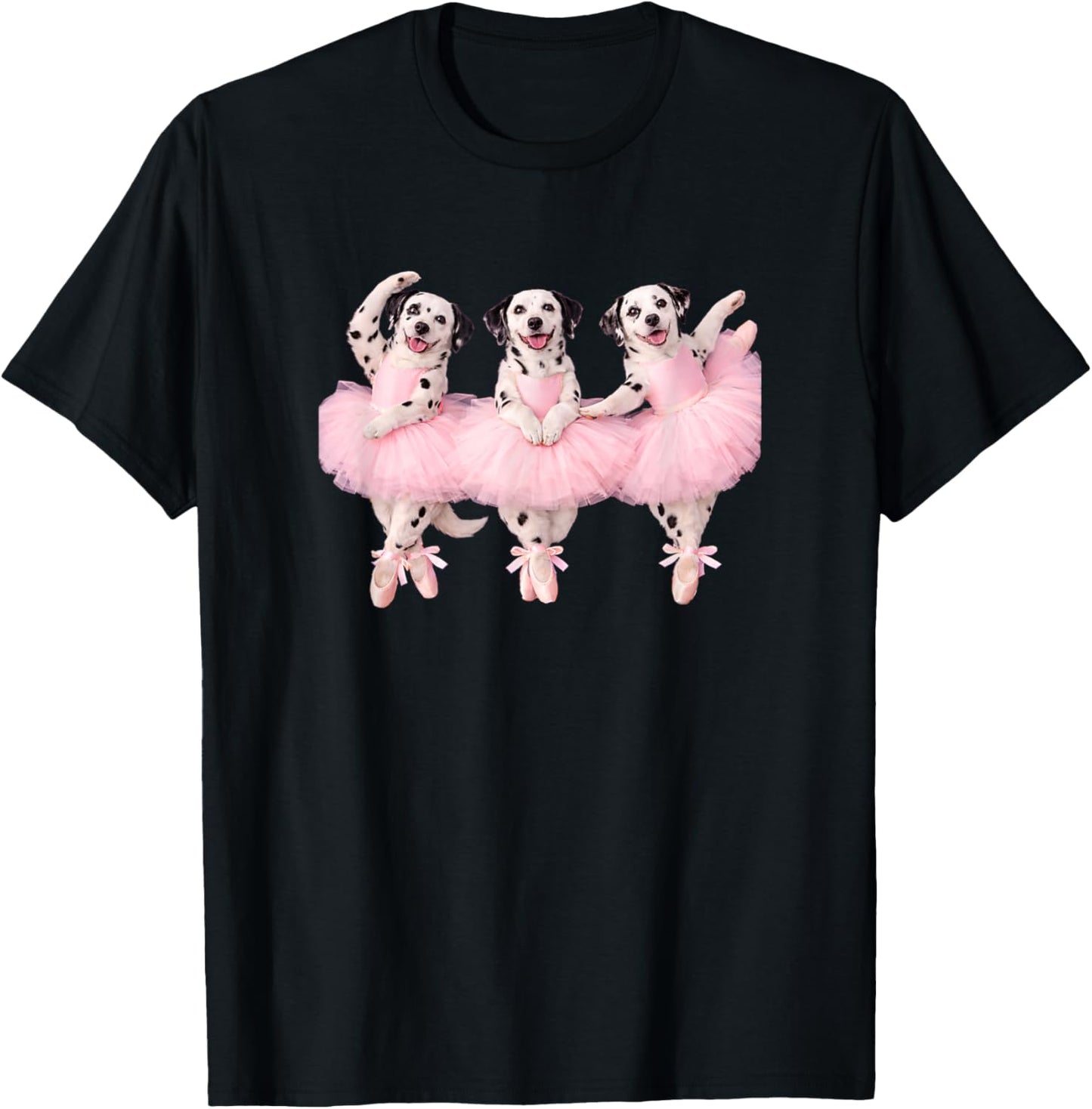 Funny Dalmatian Dog Ballet Dancer Mom Ballerina Cute Graphic T-Shirt - T-Shirt | Black