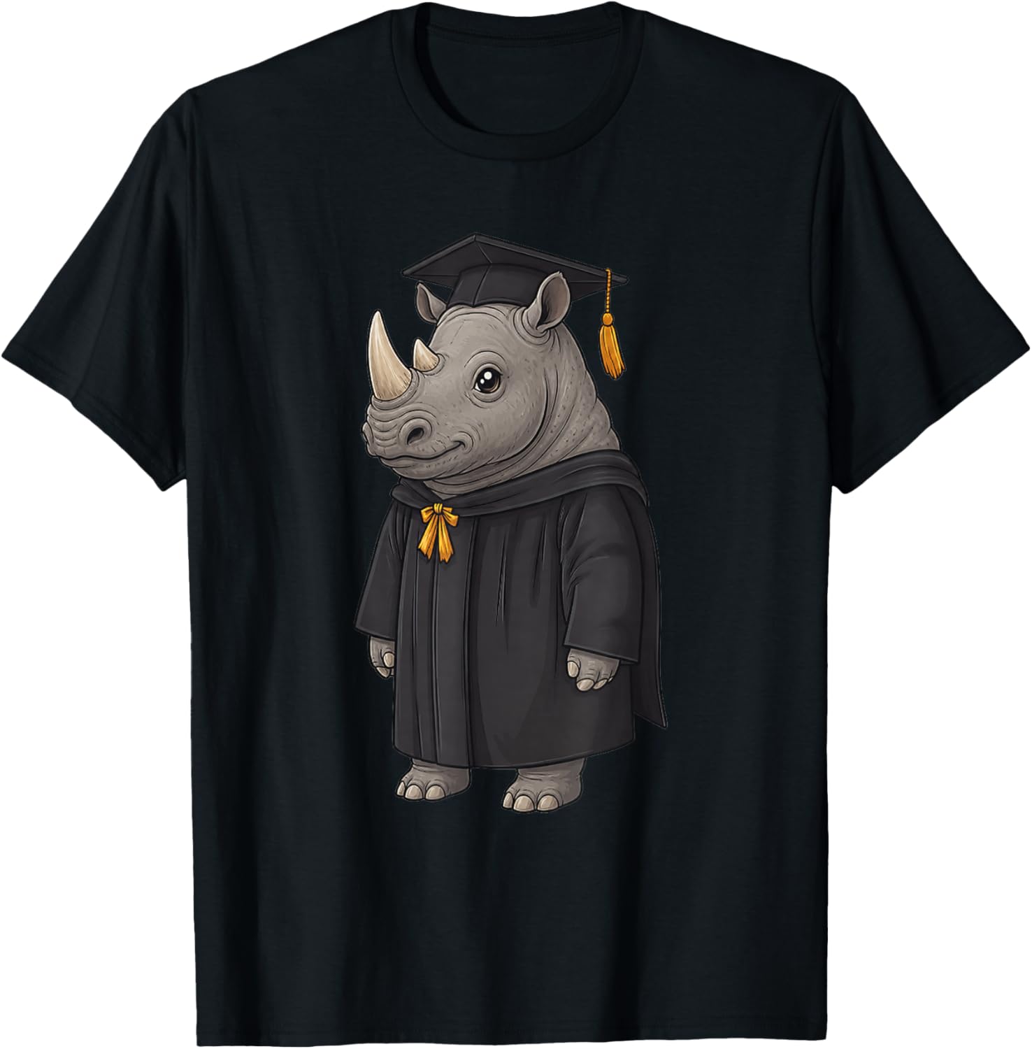Cute Rhino Graduation T-Shirt - T-Shirt | Black