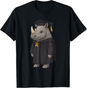 Cute Rhino Graduation T-Shirt - T-Shirt | Black
