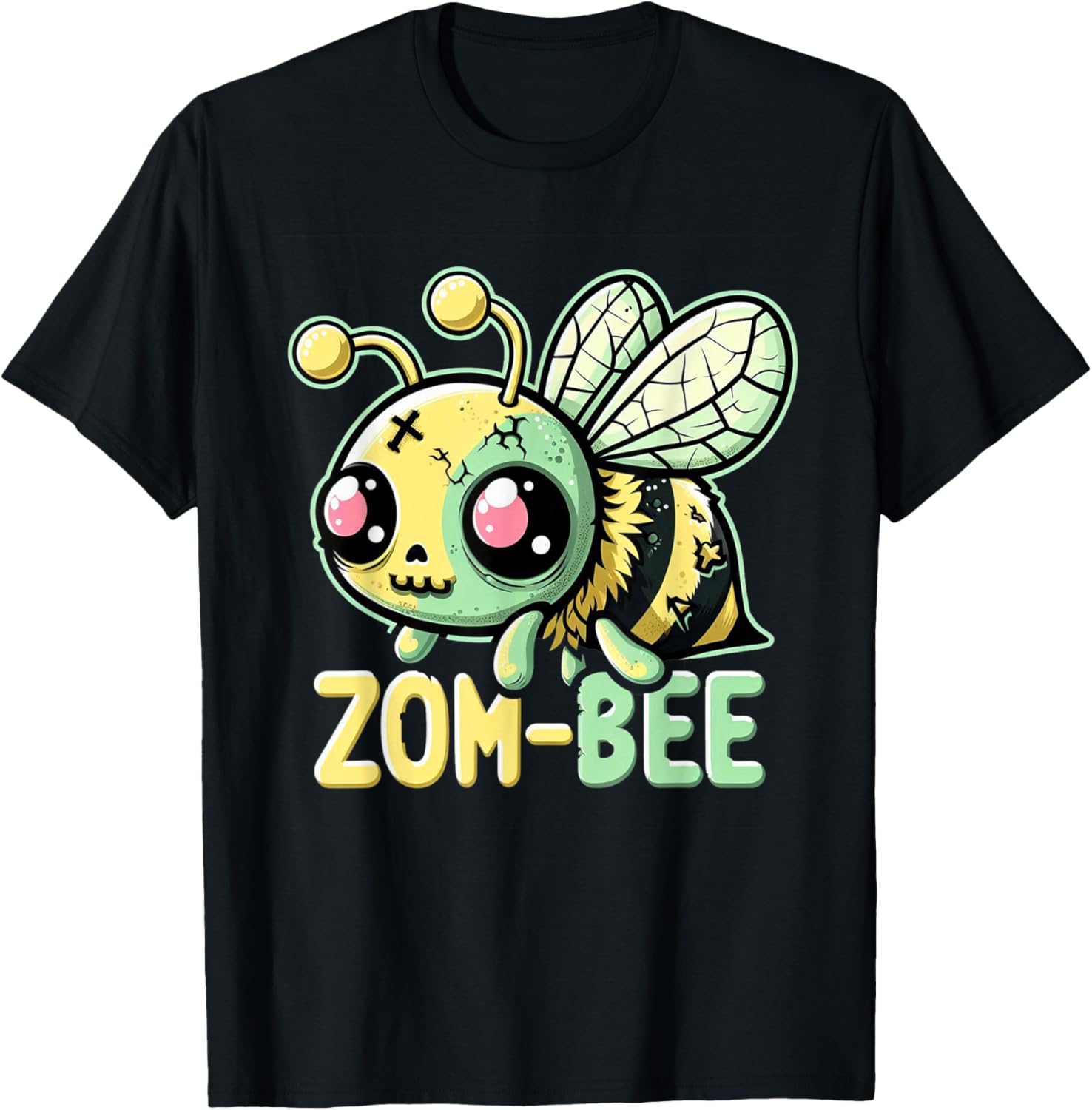 Zom-Bee Adorably Creepy Zombie Bee Cartoon Halloween T-Shirt - T-Shirt | Black