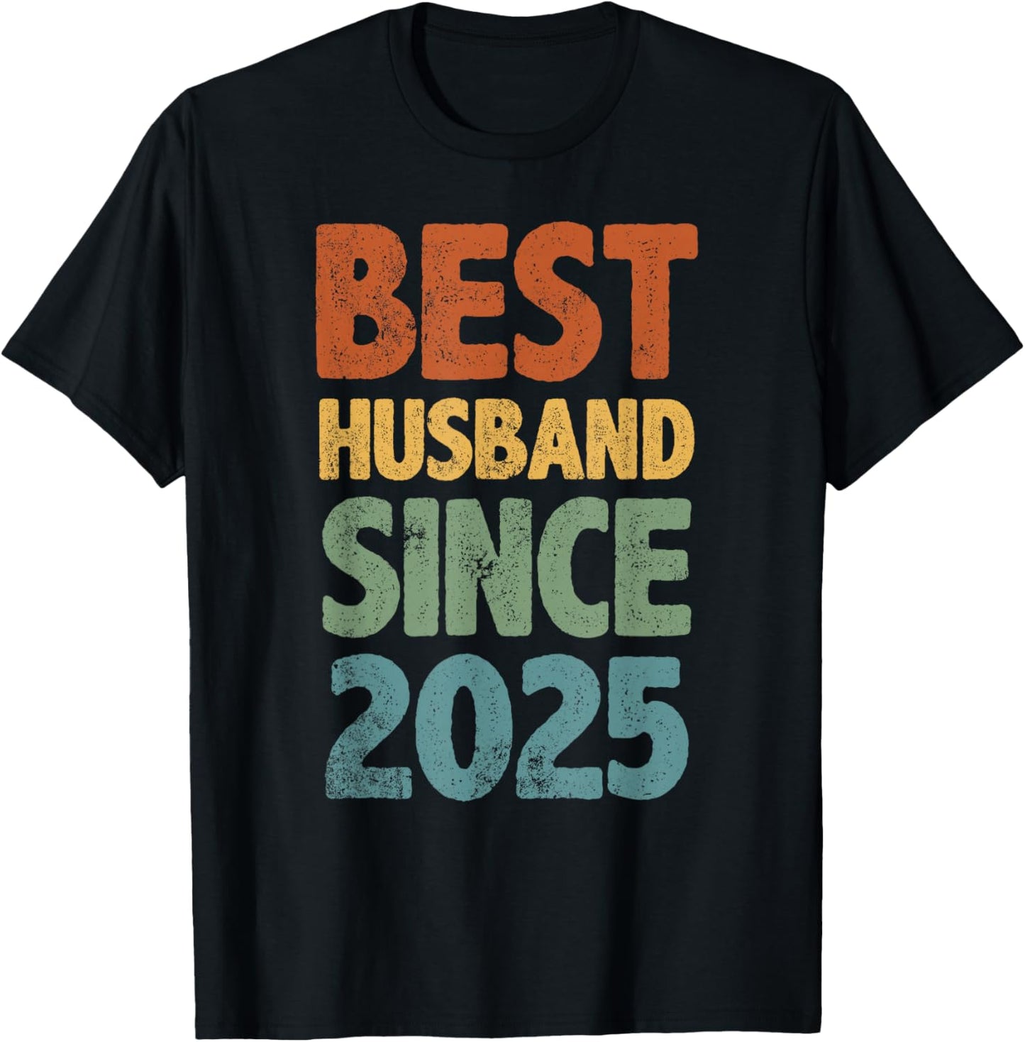 Retro Distressed Best Husband Since 2025 1st Anniversary T-Shirt - T-Shirt | Black