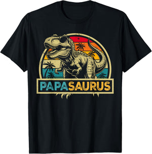 Papasaurus T Rex Dinosaur Papa Saurus Family Matching T-Shirt - T-Shirt | Black