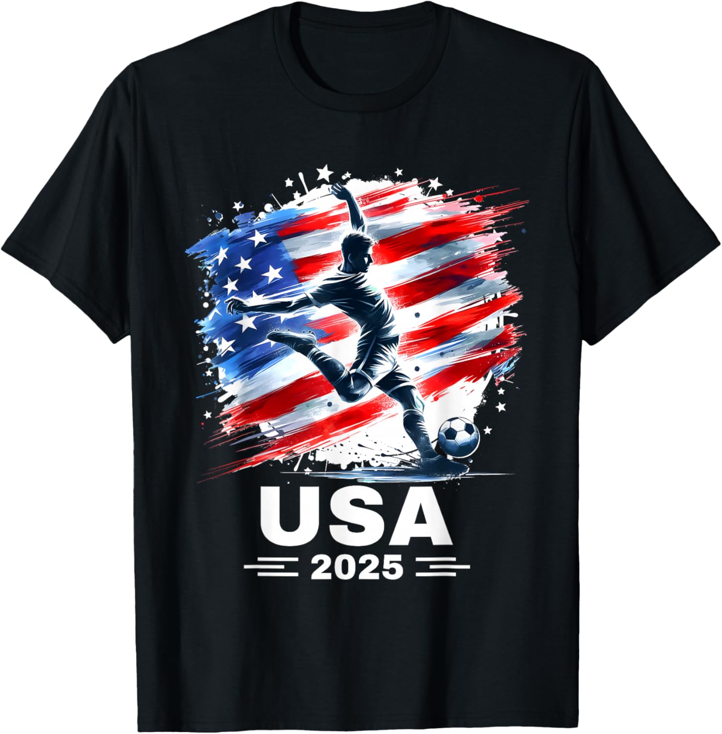 American Flag Soccer Apparel Soccer 2025 T-Shirt - T-Shirt | Black