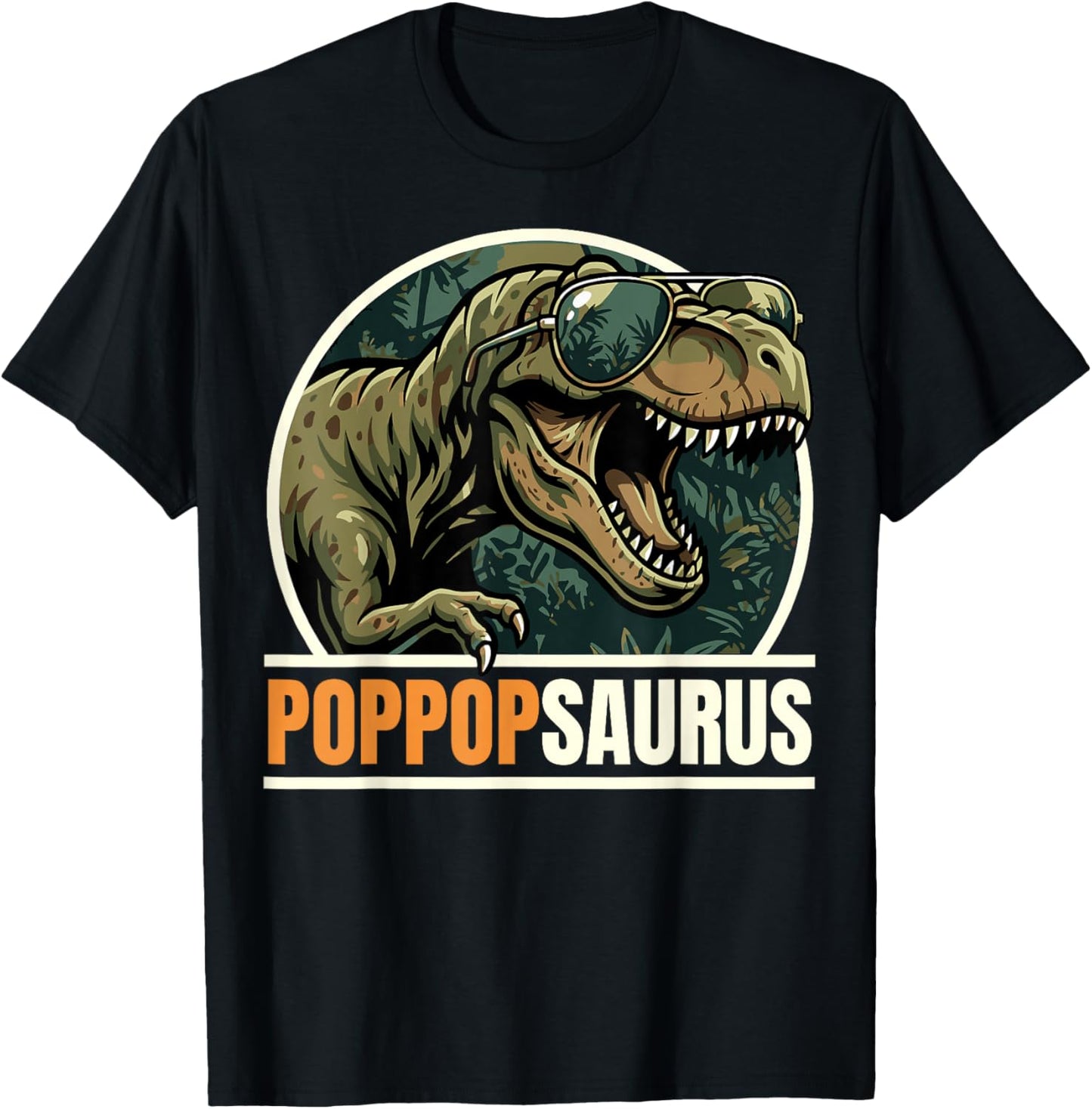 PopPopSaurus T-Rex Dinosaur Poppop Grandpa Father's Day T-Shirt - T-Shirt | Black