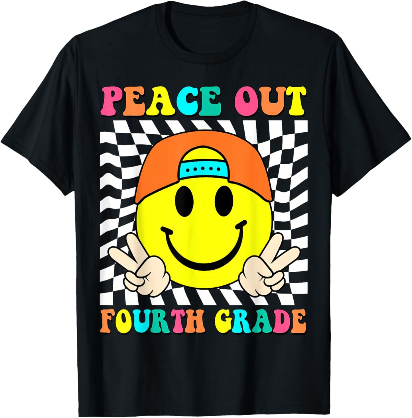 Last Day of School Peace Out 4th Grade Kids Boy Graduation T-Shirt - T-Shirt | Black