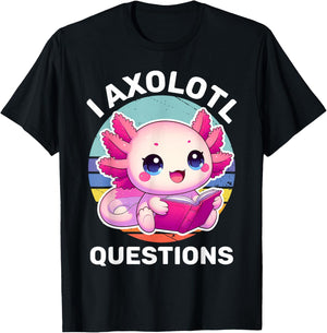 I Axolotl Questions Kids Funny Cute Axolotl Retro Vintage T-Shirt - T-Shirt | Black