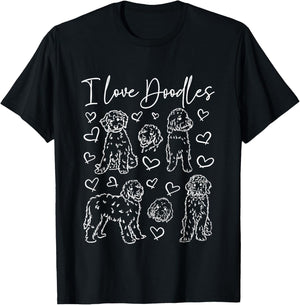 I Love Doodles Doodle Dog Design T-Shirt - T-Shirt | Black