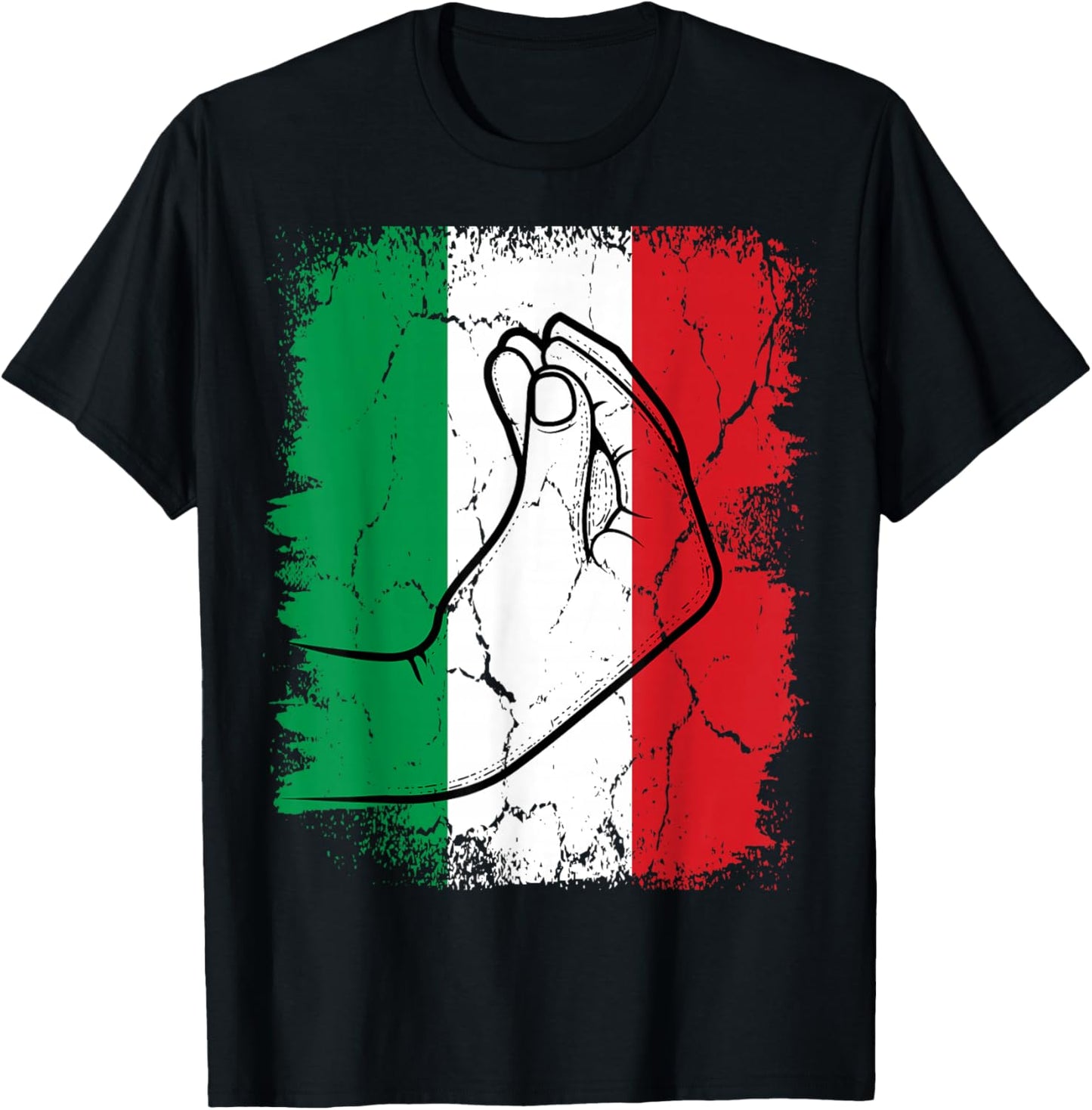 Italia Funny Italian Hand Gesture Pinched Fingers Italy Flag T-Shirt - T-Shirt | Black