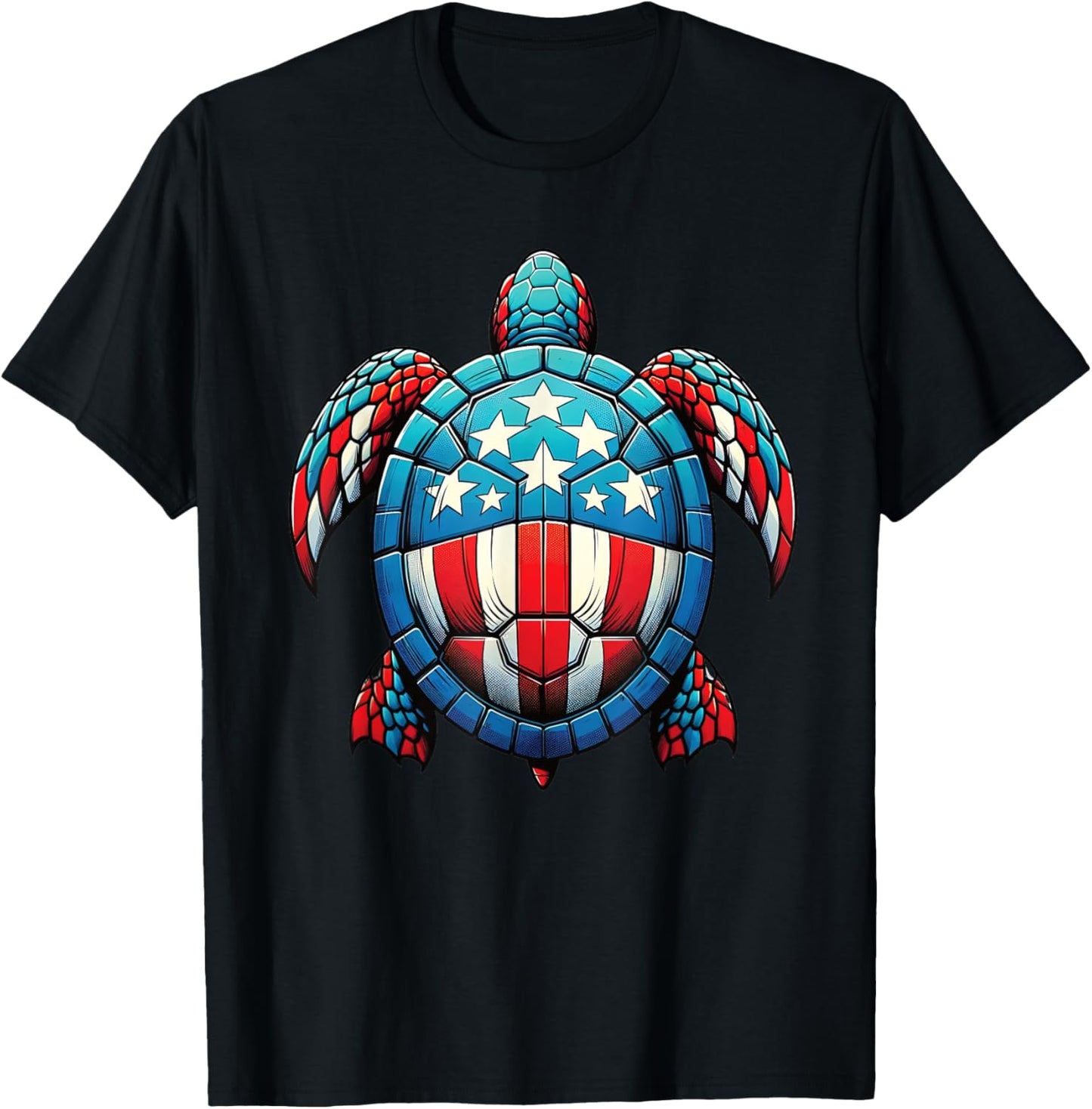 Patriotic Turtle 4th Of July Kids Teen Girls Women T-Shirt - T-Shirt | Black