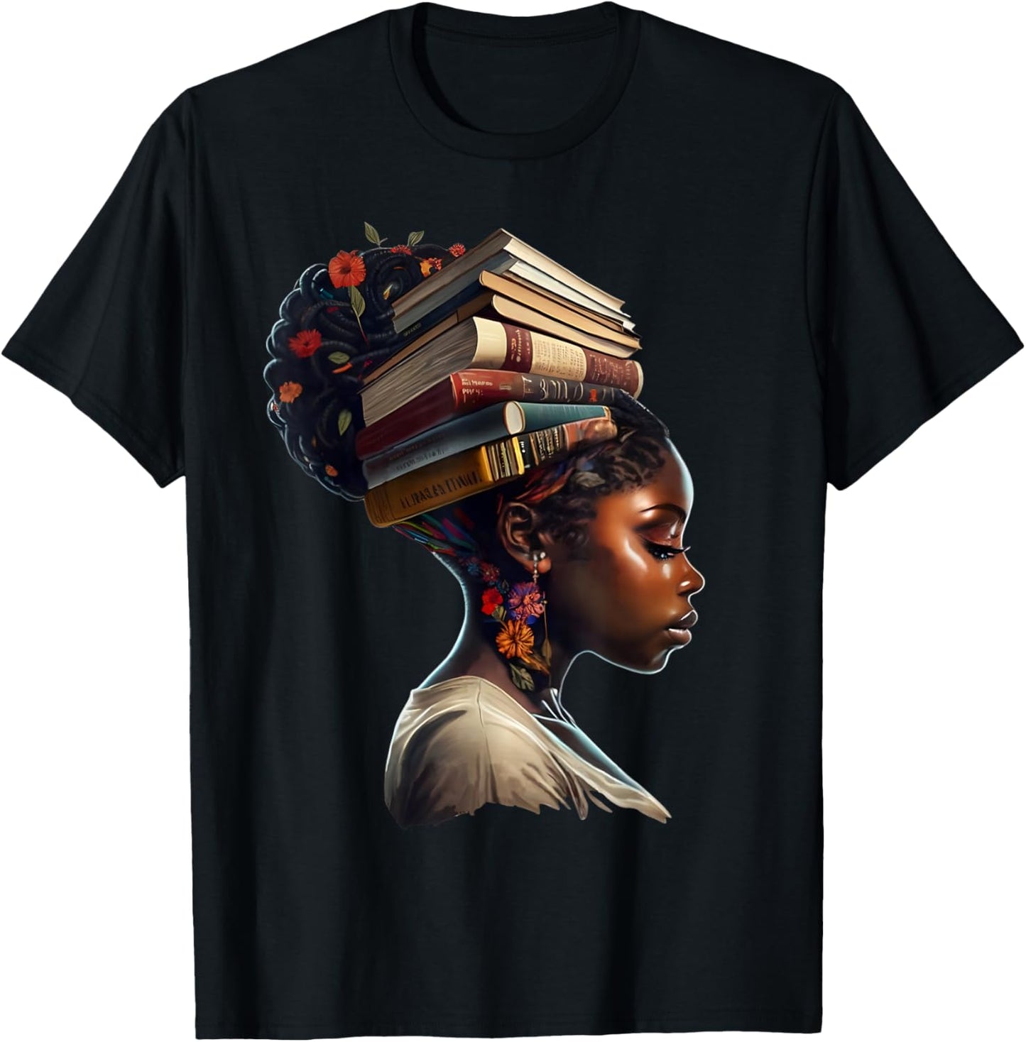 Black Girl Crown of Books African Teacher Black History BHM T-Shirt - T-Shirt | Black