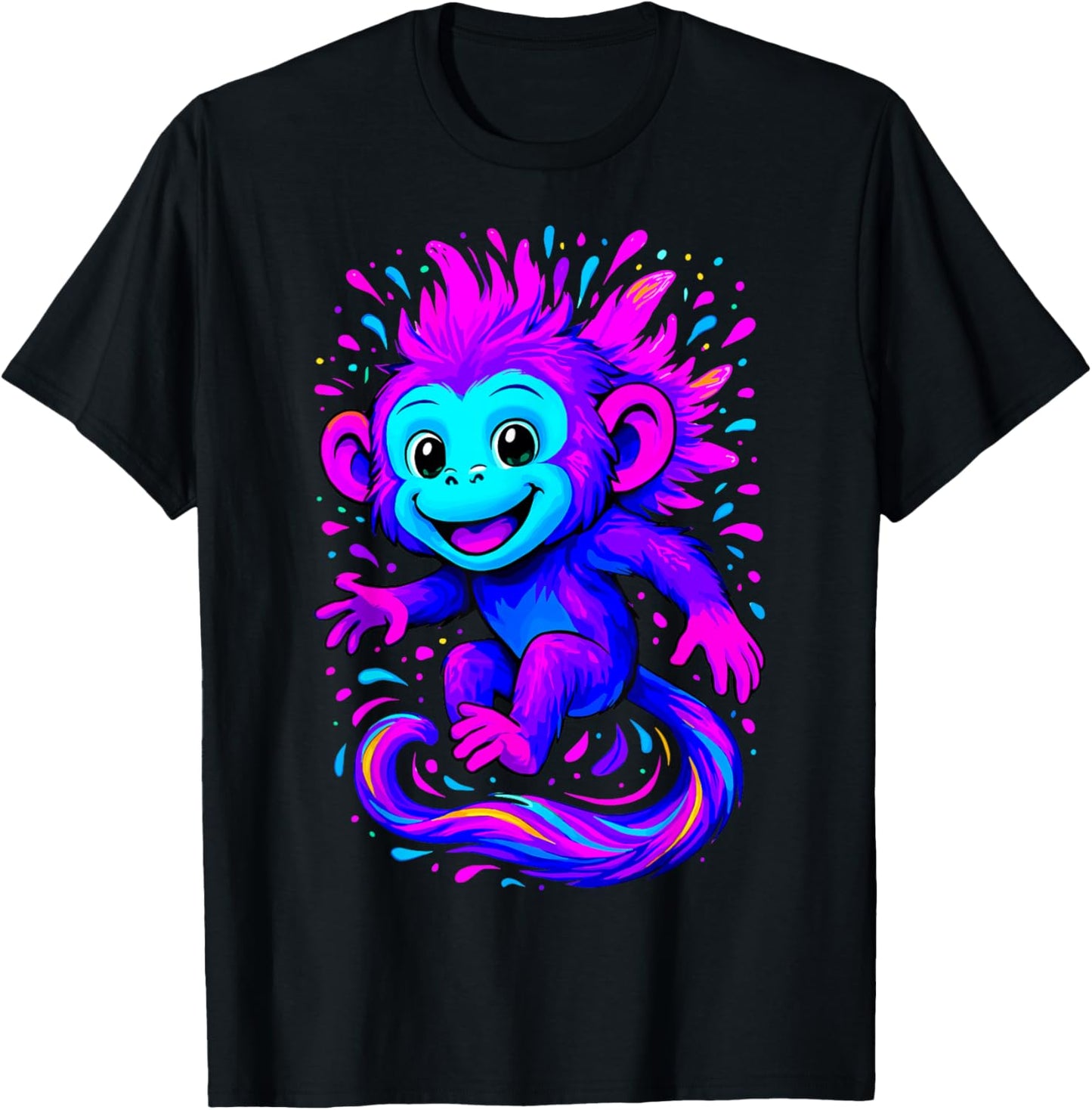 Colorful Monkey T-Shirt - T-Shirt | Black