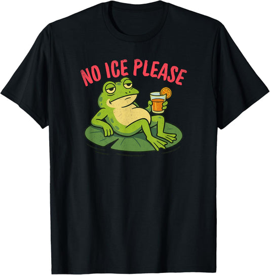 No Ice Please Funny Unamused Frog Meme T-Shirt - T-Shirt | Black