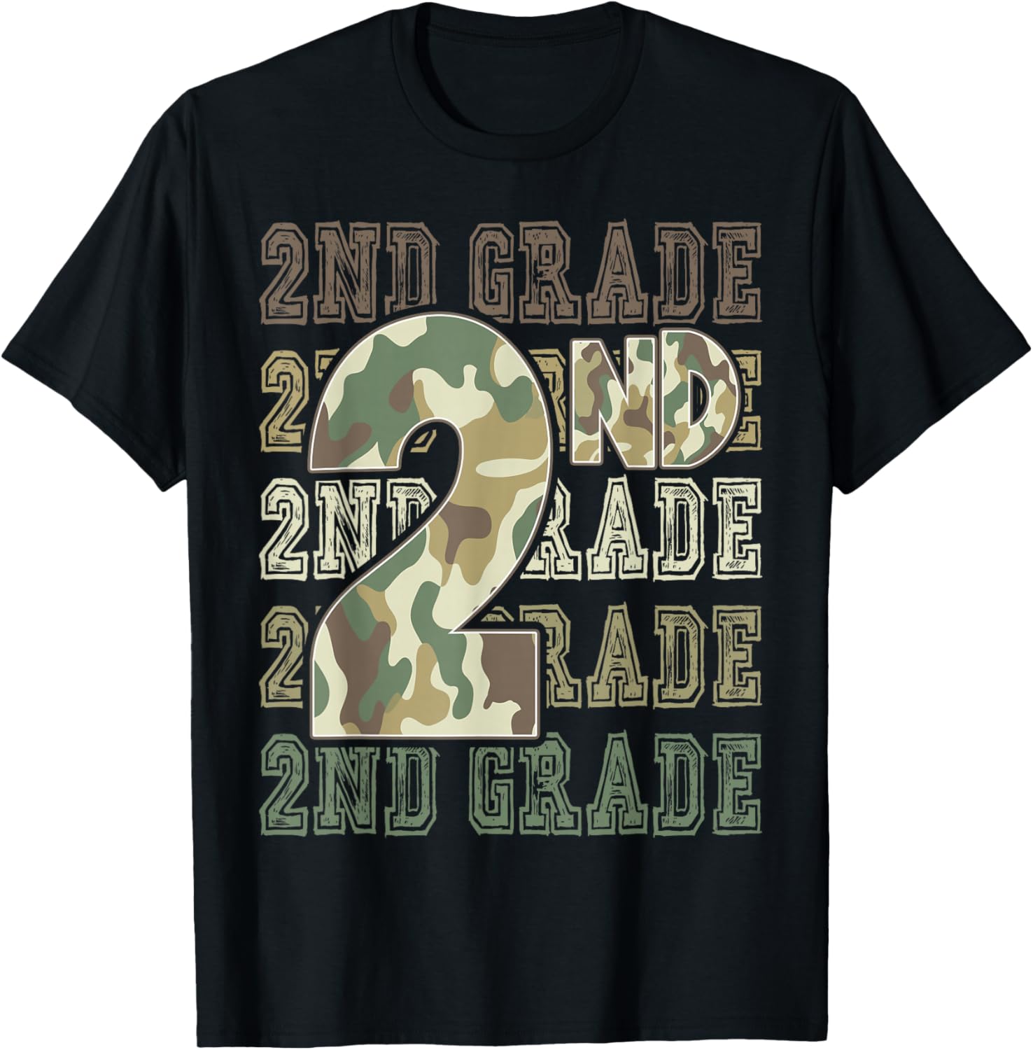Camo 2nd Grade Squad First Day of School Boy Girl Teacher T-Shirt - T-Shirt | Black