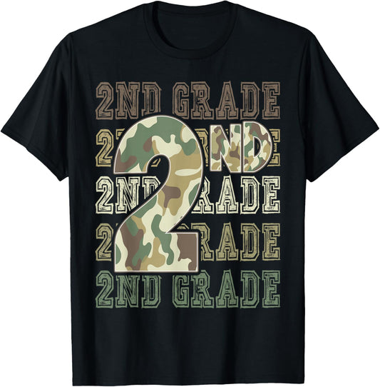Camo 2nd Grade Squad First Day of School Boy Girl Teacher T-Shirt - T-Shirt | Black