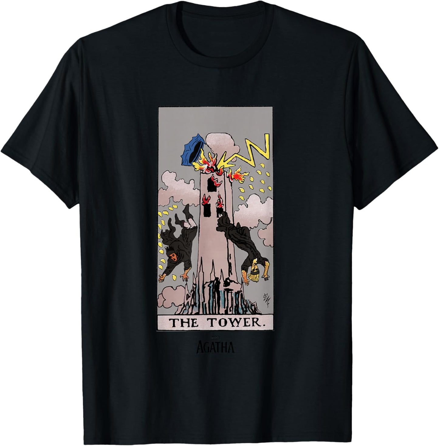 Marvel Agatha All Along The Tower Vintage Tarot Card T-Shirt - T-Shirt | Black