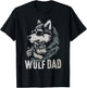 Wolf Dad and Baby Funny Fathers Day Daddy Wolfs Lovers T-Shirt - T-Shirt | Black