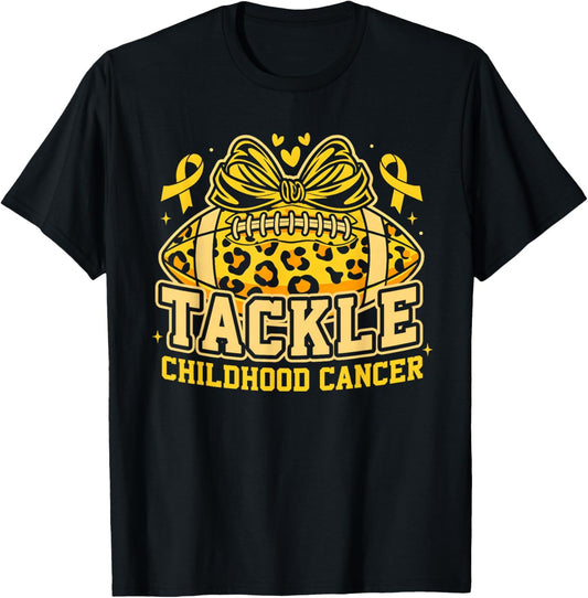 Tackle Childhood Cancer Football Childhood Cancer Awareness T-Shirt - T-Shirt | Black