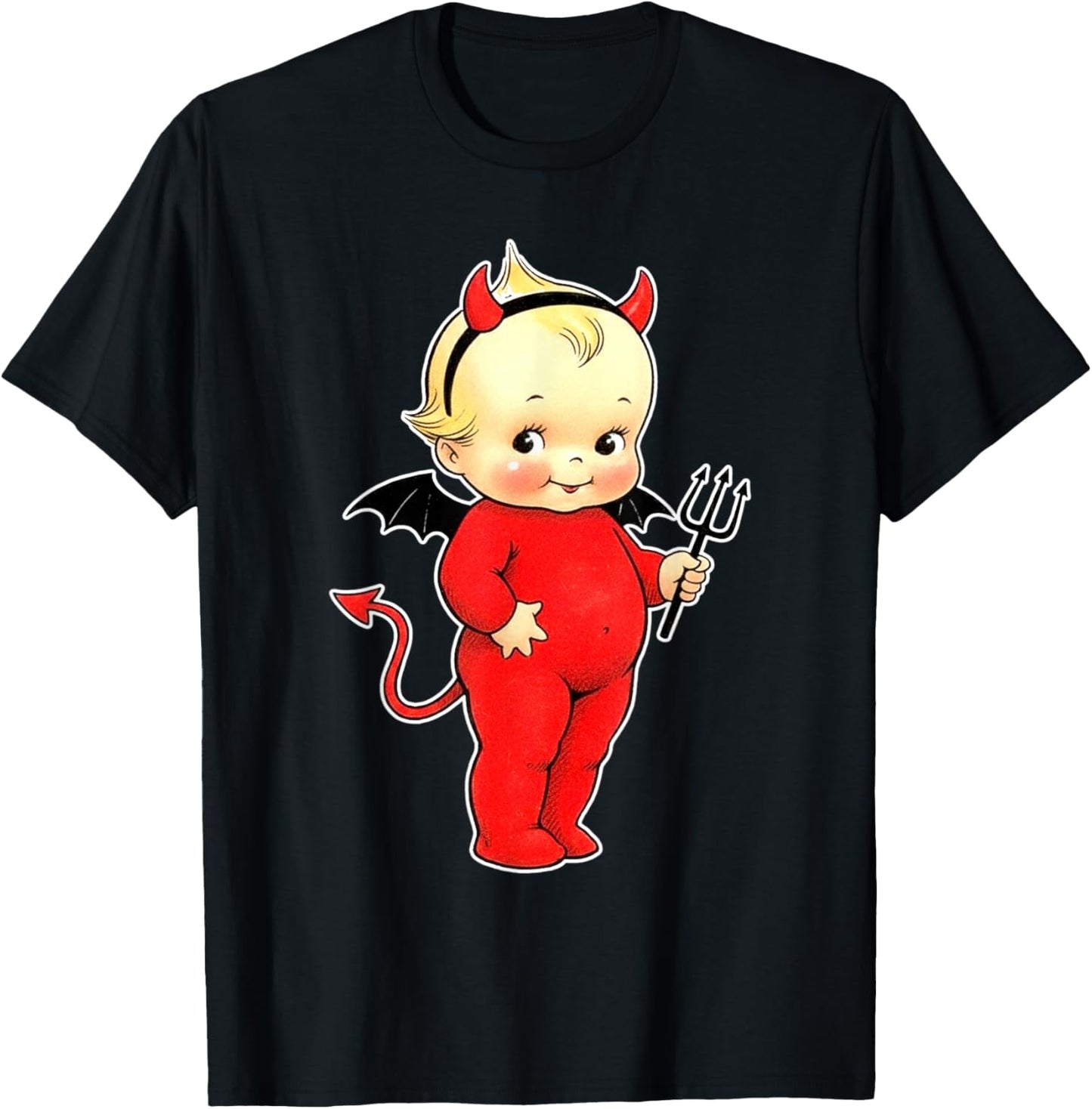 Kewpie Baby Devil Cute T-Shirt - T-Shirt | Black