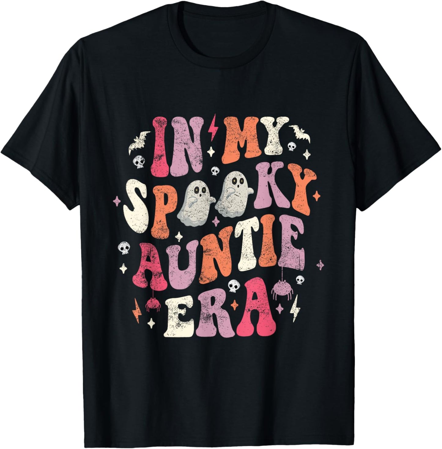 In My Spooky Auntie Era Funny Ghost Auntie Halloween T-Shirt - T-Shirt | Black