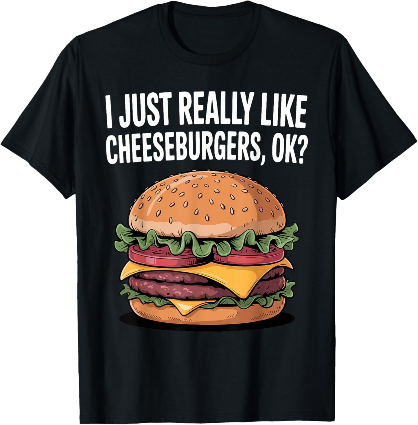 Funny Cheeseburger Art Women Kids Hamburger Burger T-Shirt - T-Shirt | Black