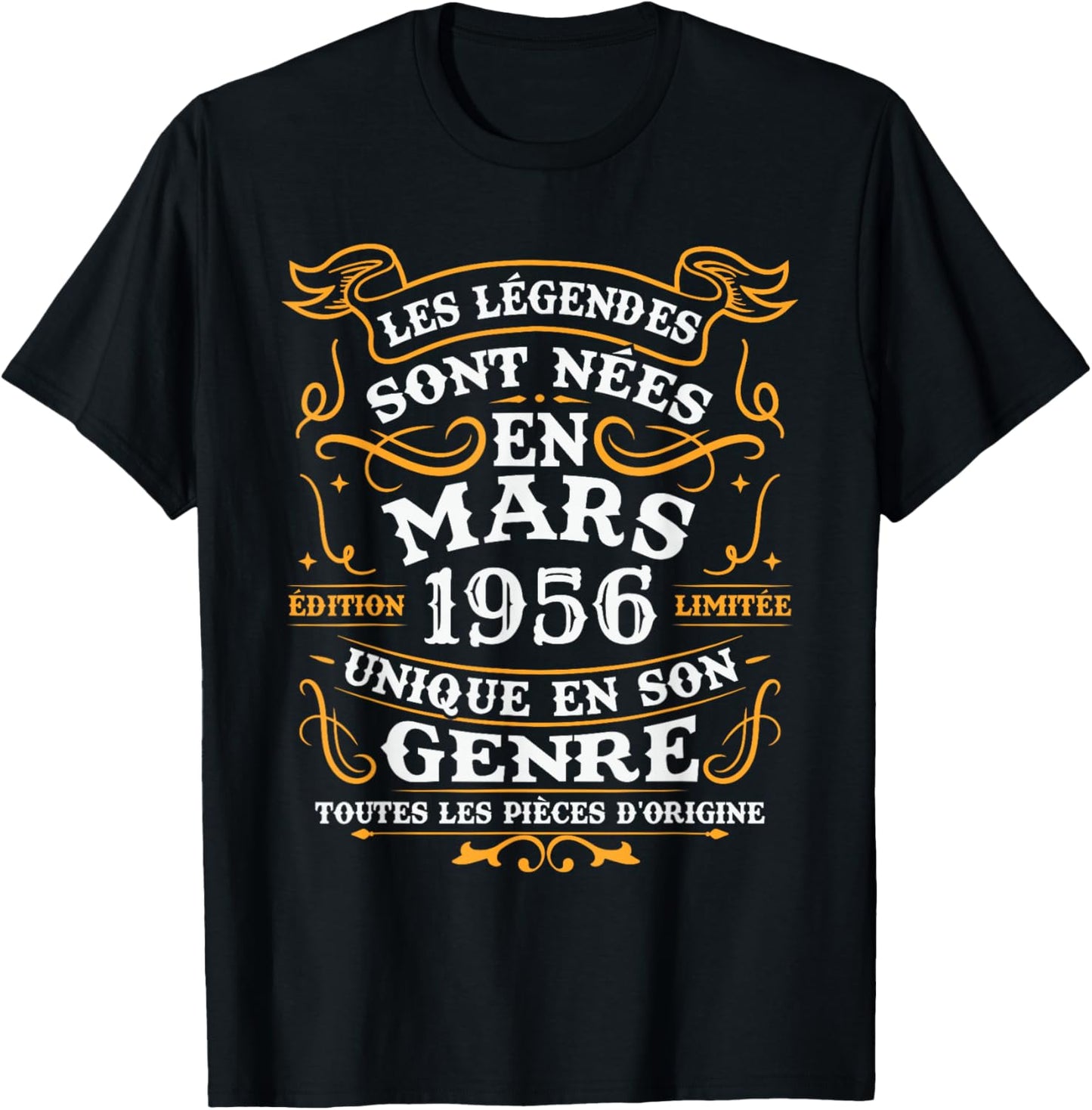 Vintage Birthday Gift 70 Years Born in March 1956 T-Shirt - T-Shirt | Black