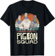 Pigeon Squad Retro Birds Unite Vibes T-Shirt - T-Shirt | Black
