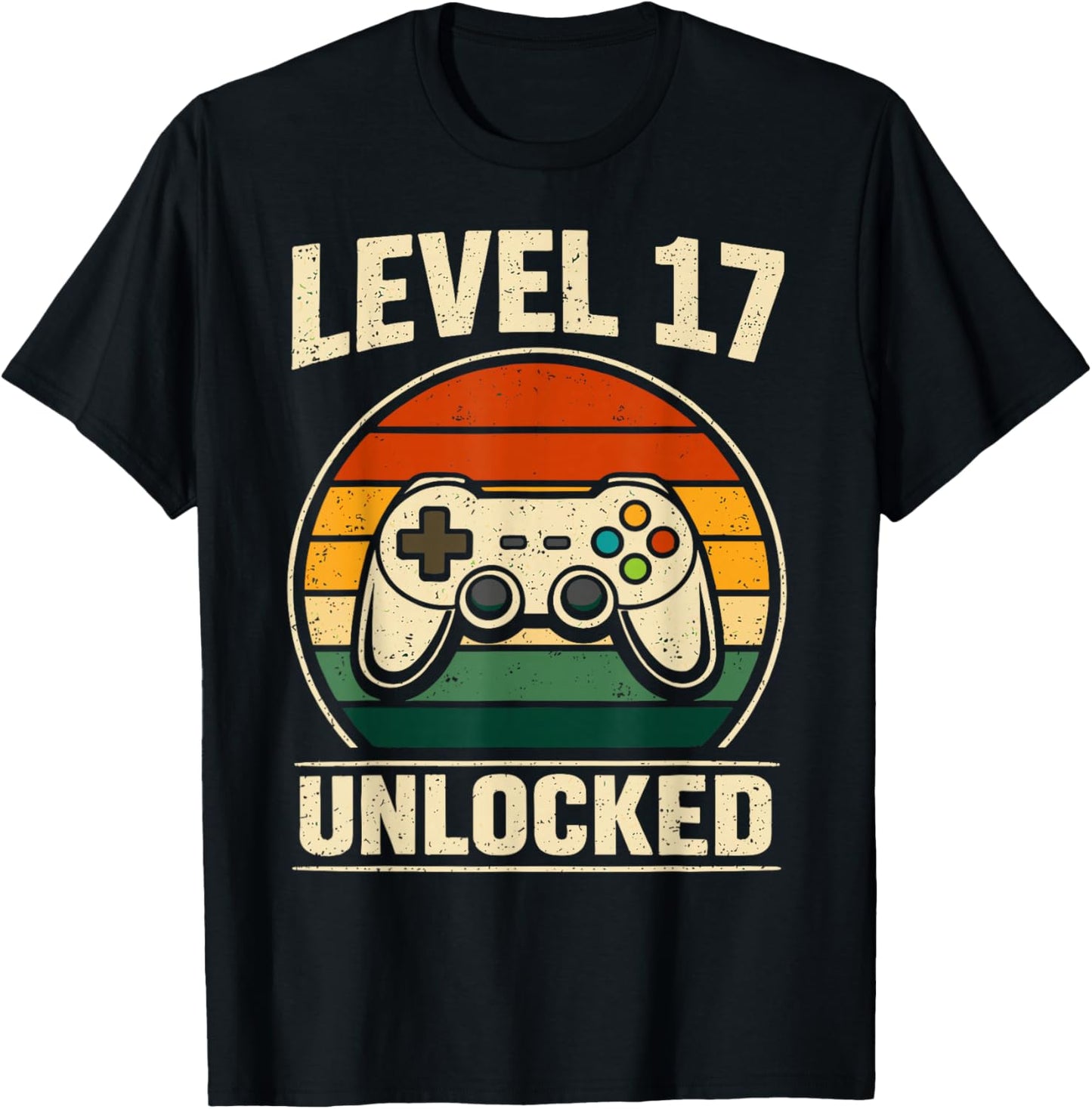 17th Birthday Level 17 Unlocked Gamer Gaming 17 Birthday T-Shirt - T-Shirt | Black
