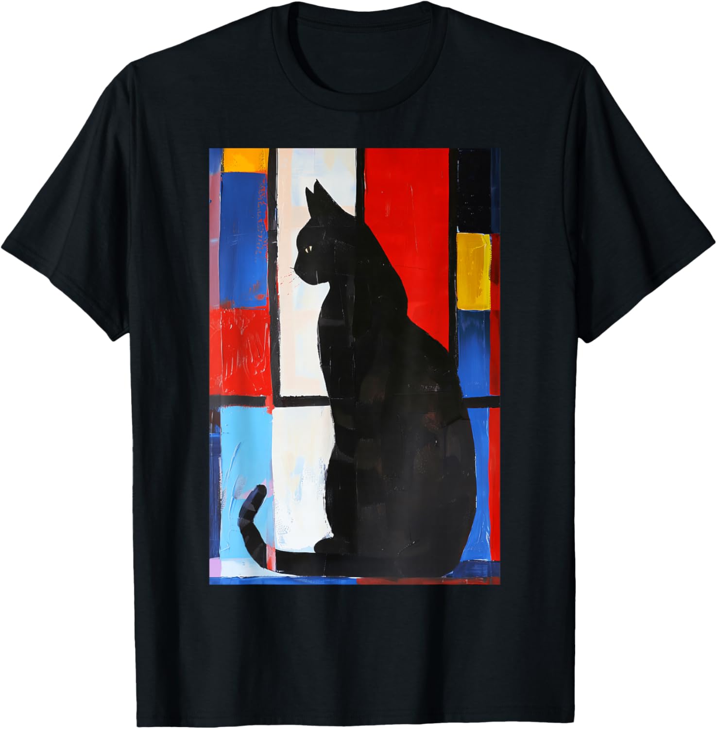 Cat Abstract Art T-Shirt - T-Shirt | Black