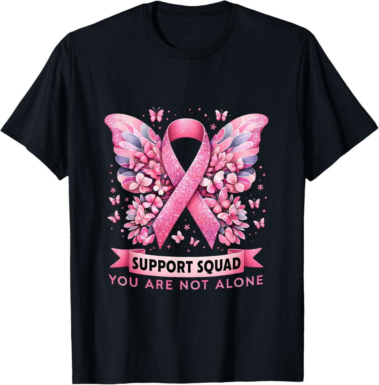Breast Cancer Warrior Breast Cancer Awareness Support Squad T-Shirt - T-Shirt | Black