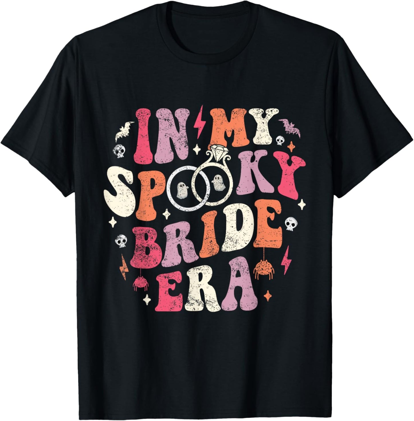 In My Spooky Bride Era Halloween Bride Wedding Bachelorette T-Shirt - T-Shirt | Black
