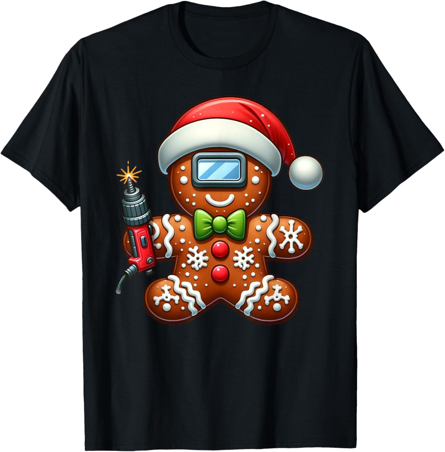 Funny Gingerbread Man Welder Christmas Kids T-Shirt - T-Shirt | Black