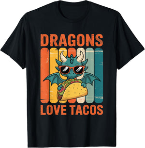 Dragons Love Tacos Fun for Dragon Enthusiasts Party Gear T-Shirt - T-Shirt | Black