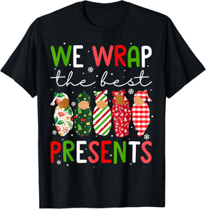 We Wrap The Best Presents L D NICU Mother Baby Nurse Xmas T-Shirt - T-Shirt | Black
