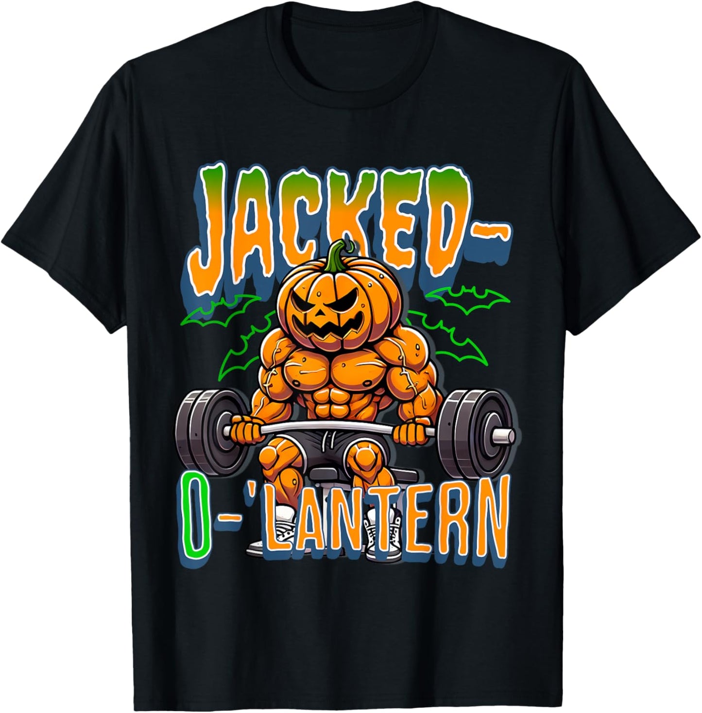 Jacked-O'-Lantern Halloween Fitness Pumpkin Gym Workout T-Shirt - T-Shirt | Black