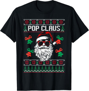 POP CLAUS Christmas Santa Claus Matching Family Pajamas T-Shirt - T-Shirt | Black