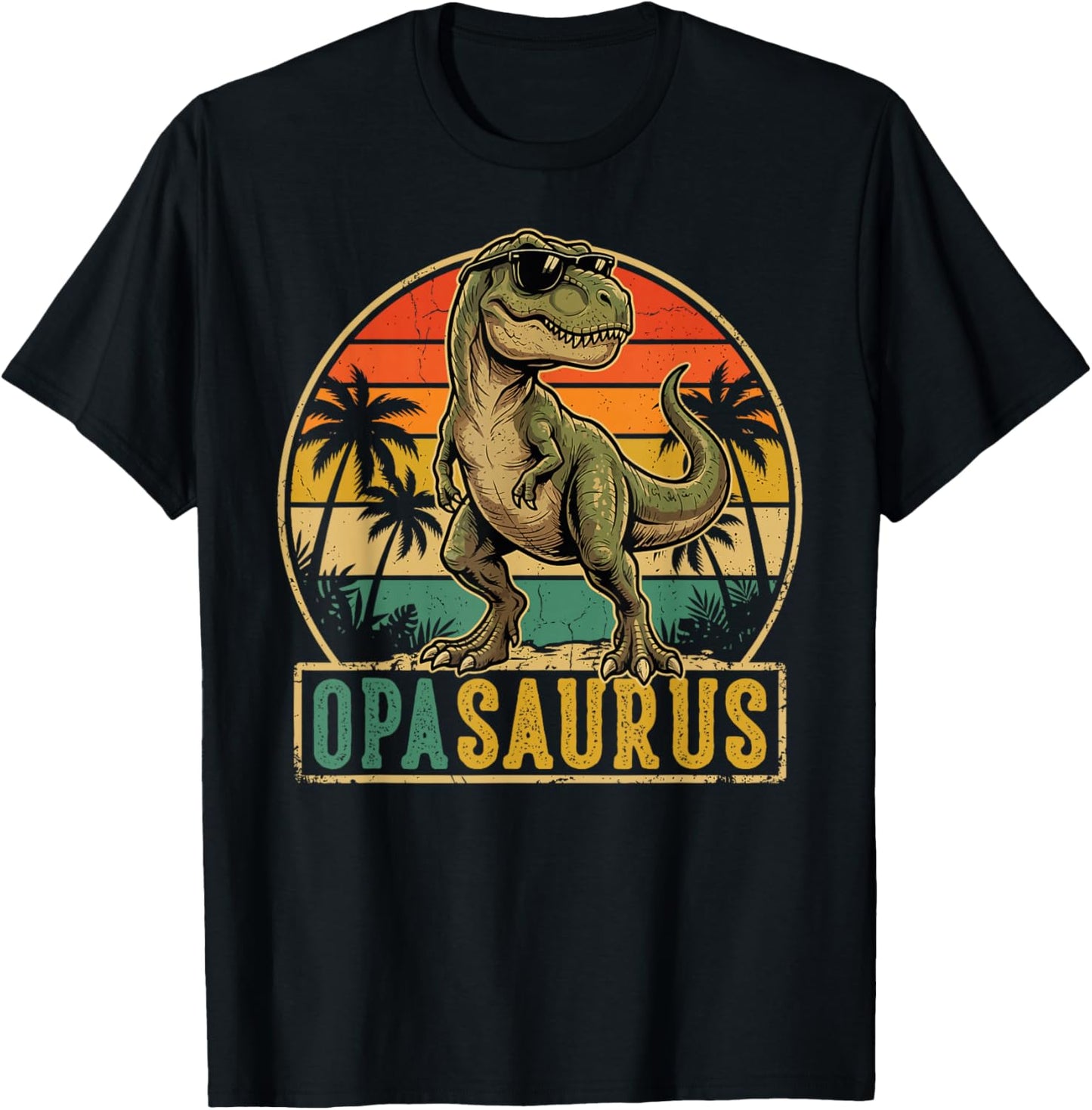 OPA Saurus Vintage T-Rex Dinosaur Fathers Day T-Shirt - T-Shirt | Black