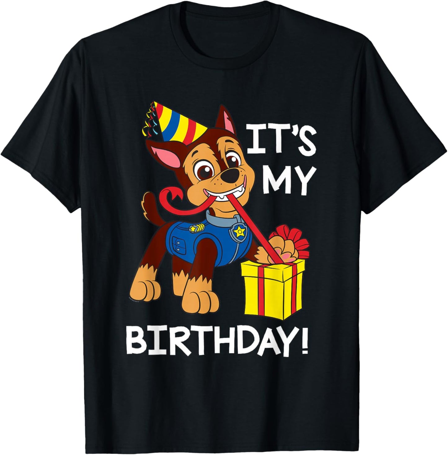 Paw Patrol It's My Birthday Happy Birthday Chase T-Shirt - T-Shirt | Black