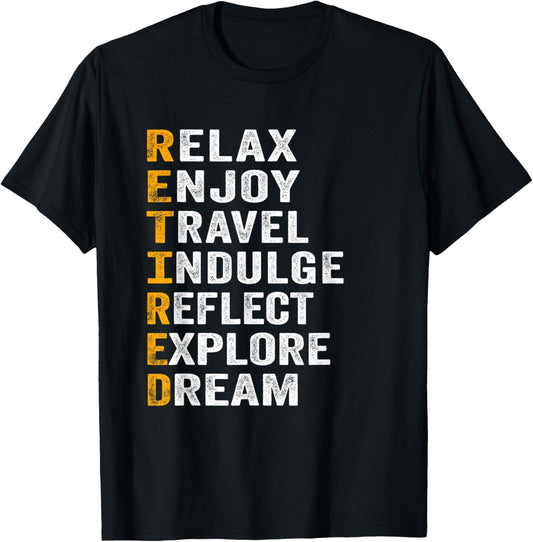 Retired Letters Meanings, Funny Retirement T-Shirt - T-Shirt | Black