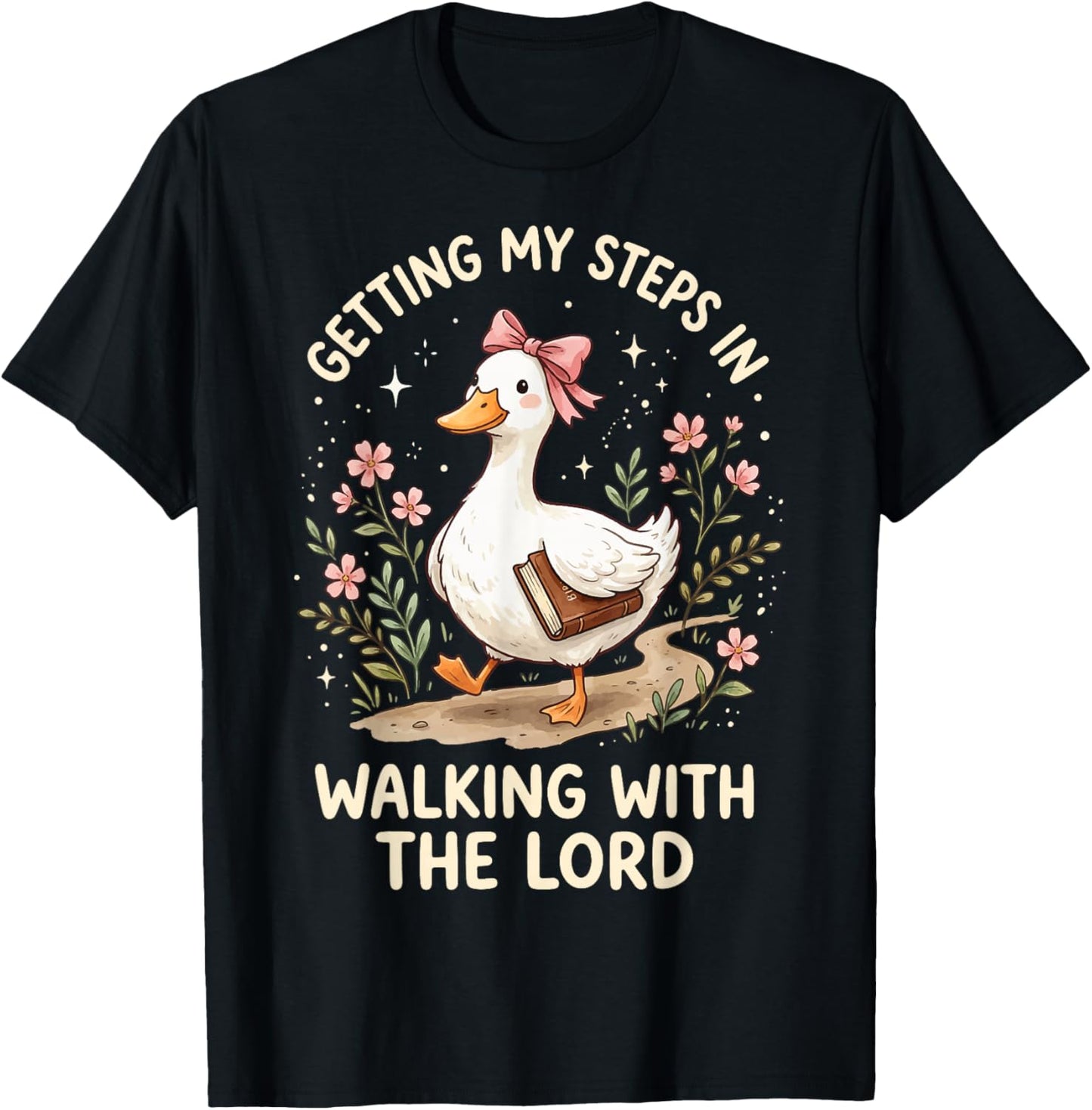 Getting My Steps in Walking with The Lord T-Shirt - T-Shirt | Black