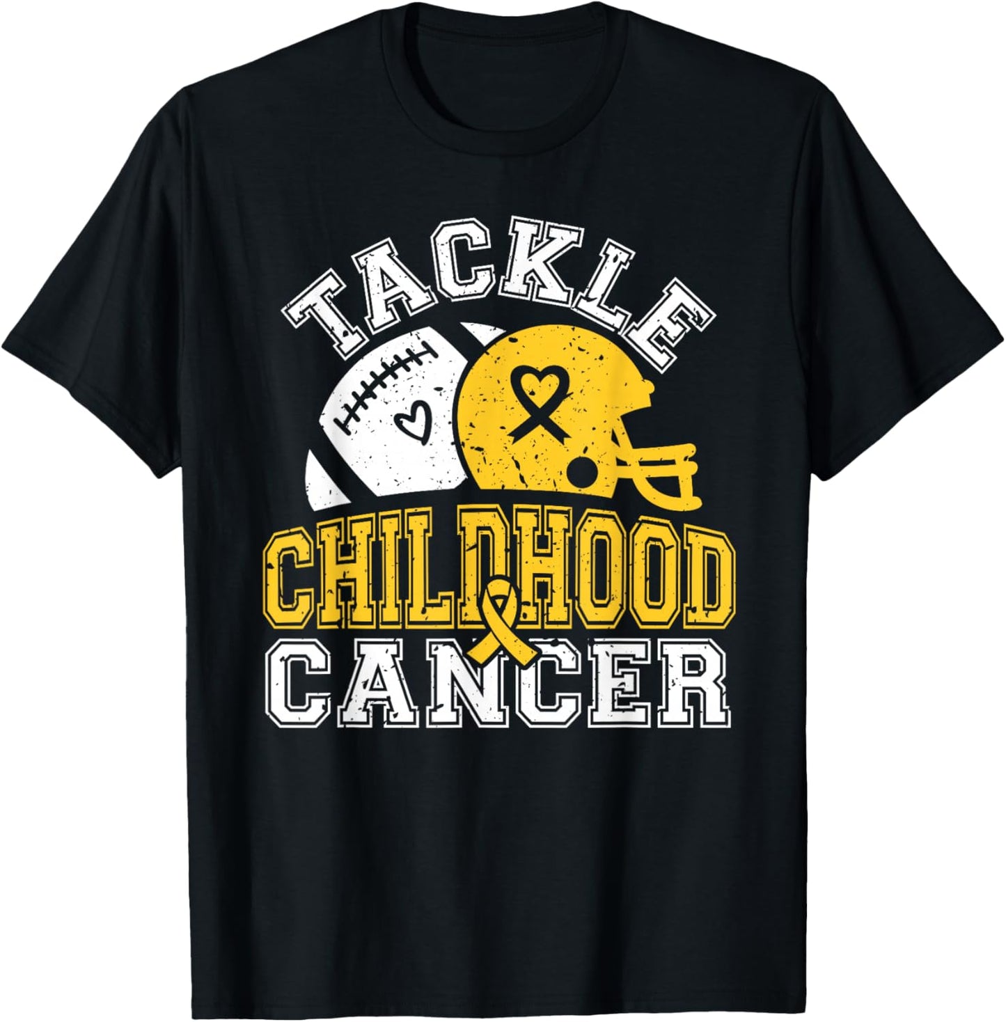 Tackle Childhood Cancer Football Childhood Cancer Awareness T-Shirt - T-Shirt | Black