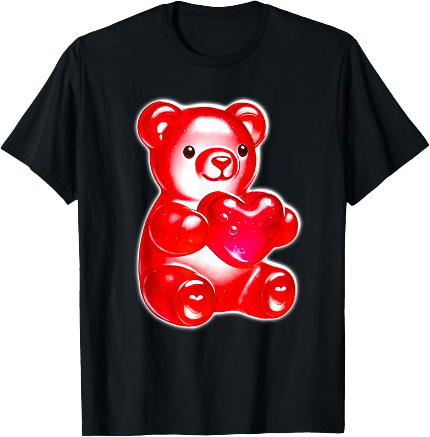 Gummy Bear Candy Heart Red T-Shirt - T-Shirt | Black