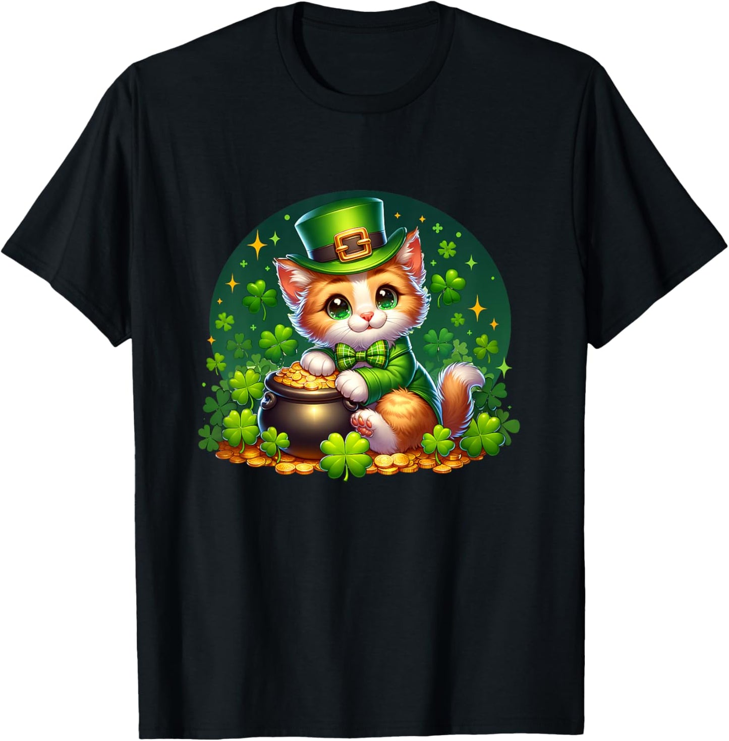 Kids St. Patrick's Day Cat Leprechaun Kitten Irish Toddler Girls T-Shirt - T-Shirt | Black