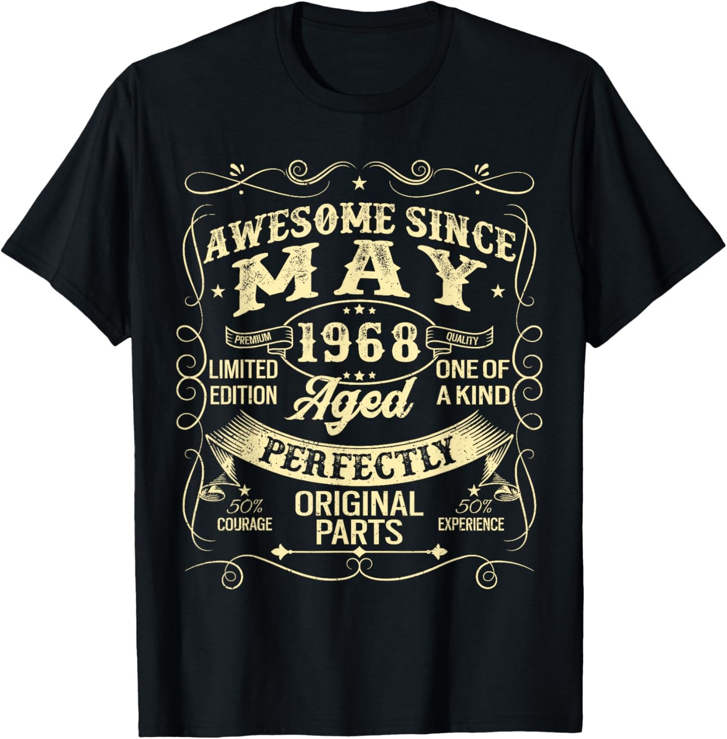 Awesome Since May 1968 Year Of Birth Birthday 1968 Vintage T-Shirt - T-Shirt | Black