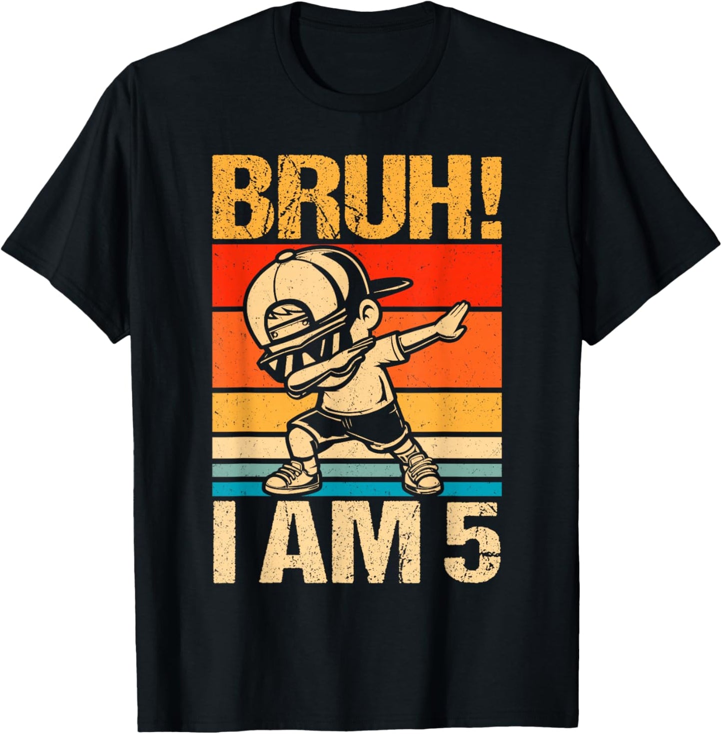 5 Year Old Birthday Dabbing Boy Bruh It's My 5th Birthday T-Shirt - T-Shirt | Black