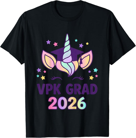 Kids Kids VPK Graduation Cute Unicorn VPK Grad Girl 2026 T-Shirt - T-Shirt | Black