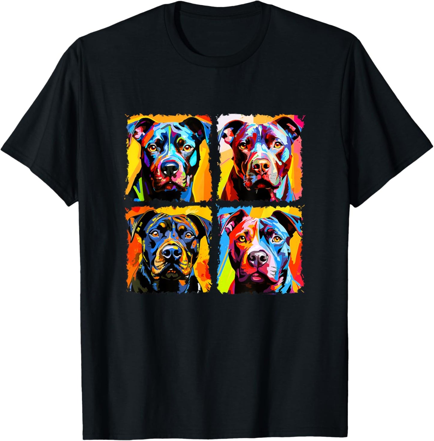 Staffordshire Bull Terrier Pop Art Colorful Drawing Staffie T-Shirt - T-Shirt | Black