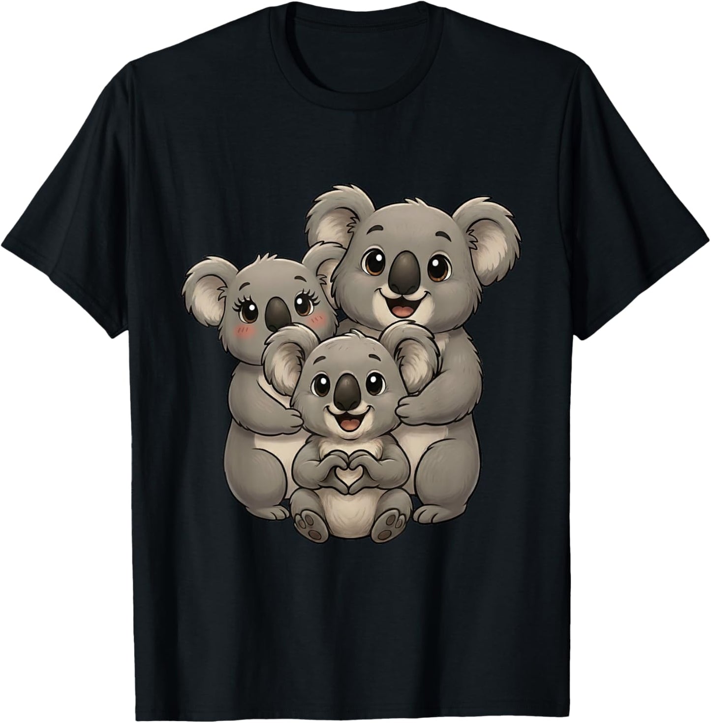 Koala mit Familie | Süßer Koalabär mit Koala Mama & Papa T-Shirt - T-Shirt | Black