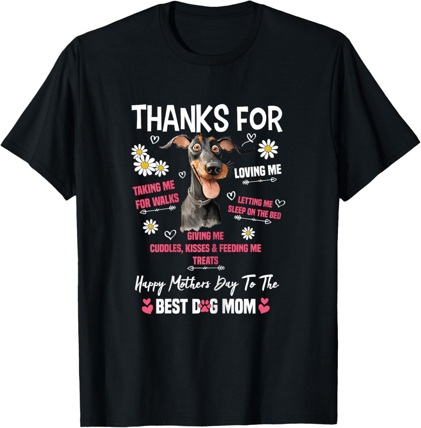 Happy Mother's Day To The Best Dog Mom Doberman Lover T-Shirt - T-Shirt | Black