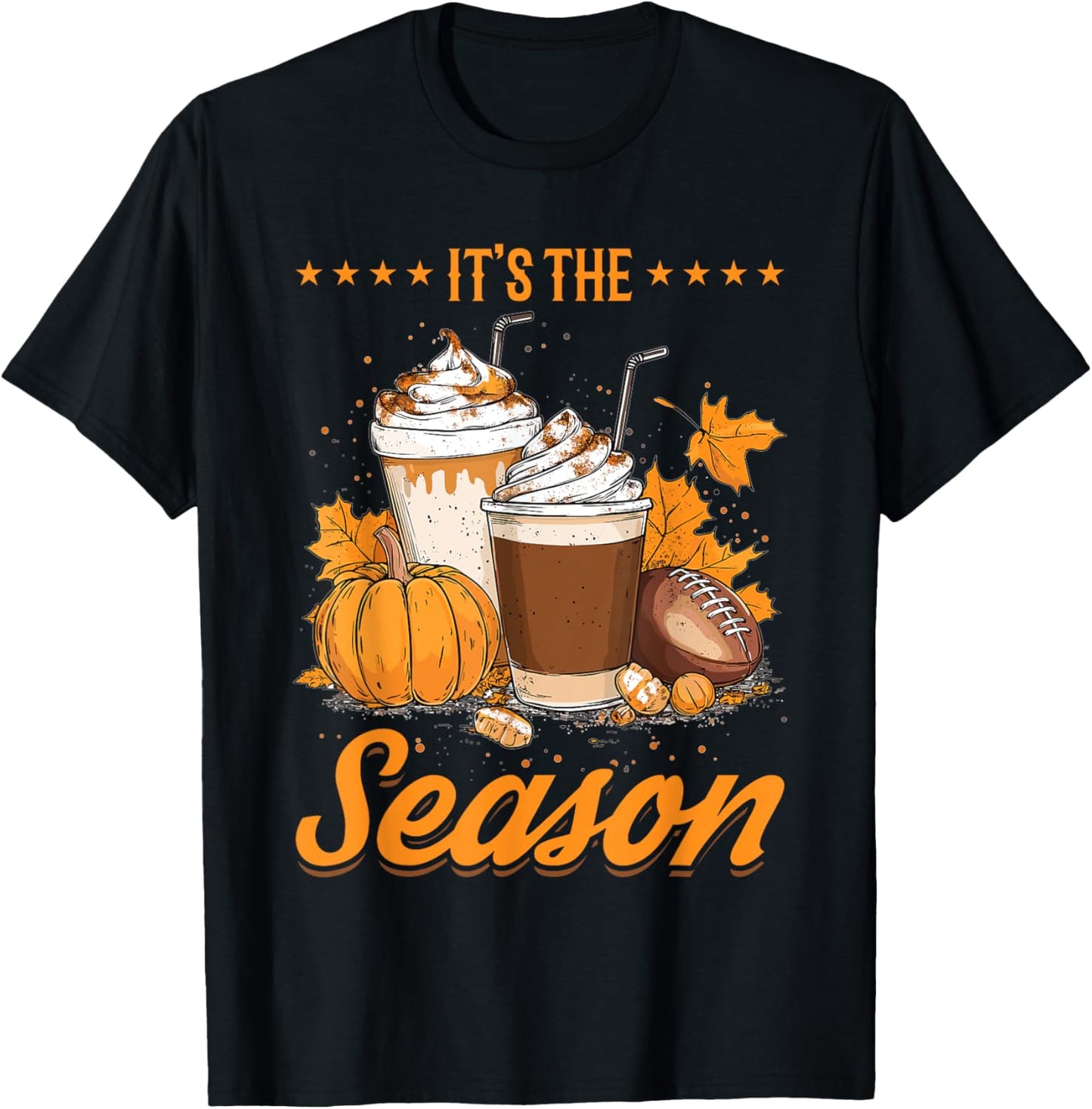 Pumpkin Spice Latte Fall Football Season It´s the Season T-Shirt - T-Shirt | Black